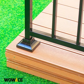 WOWACE Aluminium Deck Post Cover, for Handrail, Stail, Porch Deck Railing Base Post Covers (1.25"x1.25" Base-3.5"x3.5", Black, 1)