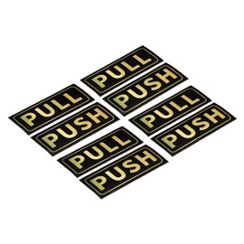 YOKIVE Push Pull Door Sign, 4 Set 5" x 2" Door Sign Self Adhesive Fixed | Horizontal Push Pull Sign Decals Labels Great for Home Office Shop (Black Golden)