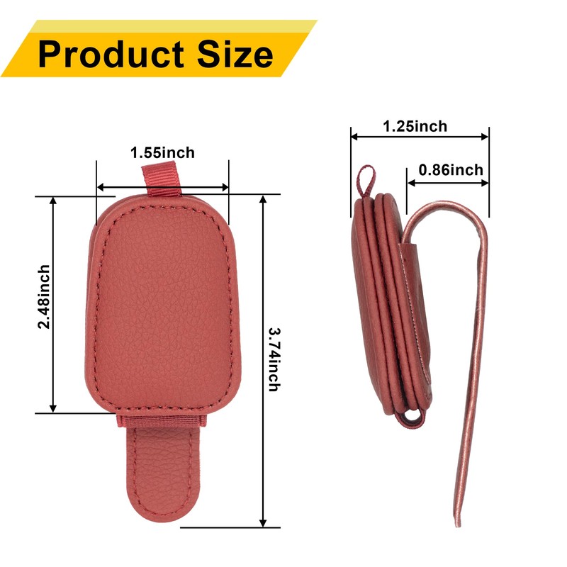 Yuoyar Sunglass Holder for Car, Magnetic Leather Sunglasses Holder and