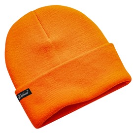 Etsfmoa Unisex Knit Beanie Winter Hats Gifts for Men and Women,Soft Warm Cuffed Knitted Caps Bright Orange