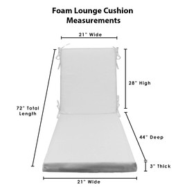 RSH DECOR: Foam Chaise Lounge Seat Cushion | 72” x 21” x 3” | All-Weather Spun Fabric | Water and Fade-Resistant | Outdoor Chair Cushion for Patio Furniture | Black & White Stripe