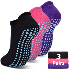 ELUTONG Pilates Socks with Grips for Women 1-3 Pairs Yoga Barre Ballet Dance Non Slip Crew Socks at Home Hospital