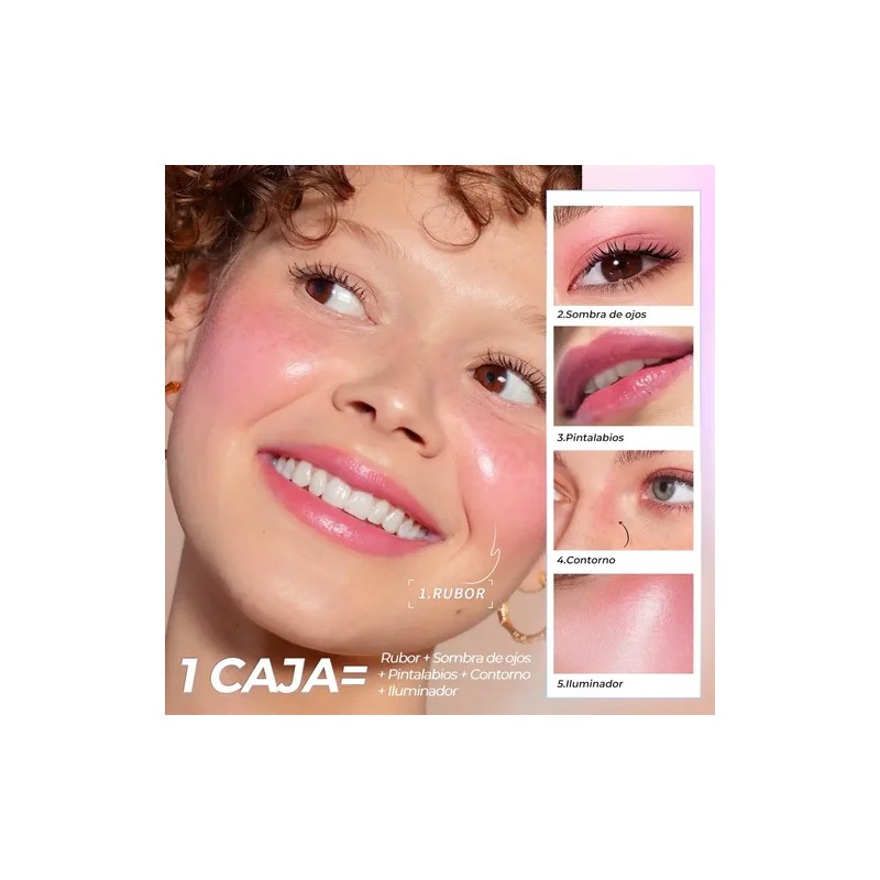 Rubor 3 En 1 Labios Mejillas Ojos Natural Glow Maquillaje