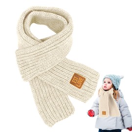 Knitted Scarf Kids, Kids Scarf, Kids Winter Knitted Scarf, Kids Knitted Scarf Wool Scarf, Kids Scarf Winter, Baby Scarves, Winter Knitted Scarves for Girls and Boys 2-10 Years (White)