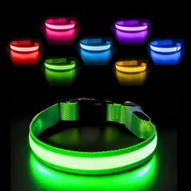 PcEoTllar Light up Dog Collar for Night Walking - LED Dog Collar Light Rechargeable Color Changing, Glow in The Dark Dog Collars Waterproof Glowing Dog Collars for Large Small Medium Dogs