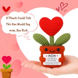 Hweijm Mini Emotional Crochet Heart Potted Plant Mom Gifts, Birthday Appreciation Thanksgiving Mothers Day Thank You Retirement Encouragement Get Well Gifts for Mommy Mama New Step Bonus Mom