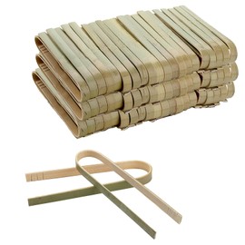 Frcctre 120 Pack Mini Bamboo Tongs, 4 Inch Disposable Tongs, Mini Disposable Bamboo Utensils Toast Tongs for Kitchen, Cooking, Roast, Charcuterie, Buffet, Natural Green Color