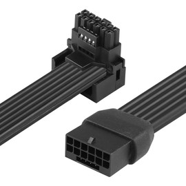 CERRXIAN 1FT ATX3.0 12VHPWR 90 Degree Angle Extension Cable,PCI-e 5.0 12VHPWR ATX3.0 600W 16 Pin Male to Up Angled Female Power Cable,for Graphic Card GPU 12+4pin RTX 3090Ti 4070Ti 4080 4090 (A-1FT)