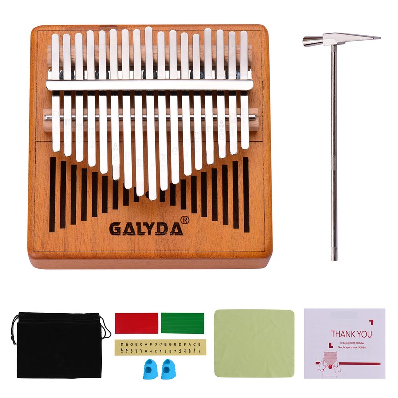 17-Key Thumb Piano Wooden Mbira Musical Instrument with Carrying Bag