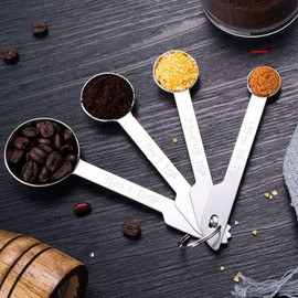 Vivi Bakie Measuring Spoons, Set of 4/8, Stainless Steel, Thick, Condiment Liquid Spoons Set, Compact, Convenient Storage (Set of 4)