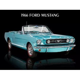 1966 Ford Mustang Metal Sign Lg. Size, 12x16: Classic Look Convertible in Teal