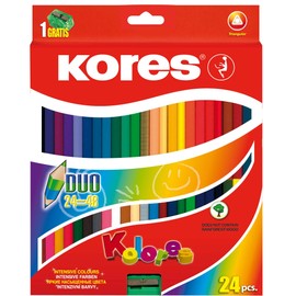 Kores Kolores Duo Coloured Pencils, Double, Triang., 24 Pencils / 48 Colours, 93224, 1 count (Pack of 1)