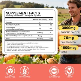 Vigorintha Sugar Free Pumpkin Seed Oil Gummies 3000mg with Saw Palmetto - Vegan, Gluten Free Pumpkin Seed Supplement Supports Strong Hair, Skin & Nails - 60 Count, Pineapple Flavor