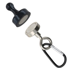 Joyan 4 Pcs Magnetic Hooks, Extra Strong Magnetic Hooks Black, 15kg Camping Magnetic Hooks, Removable Magnetic Hooks, for Camping Fridges Classroom Kitchen (30mm)