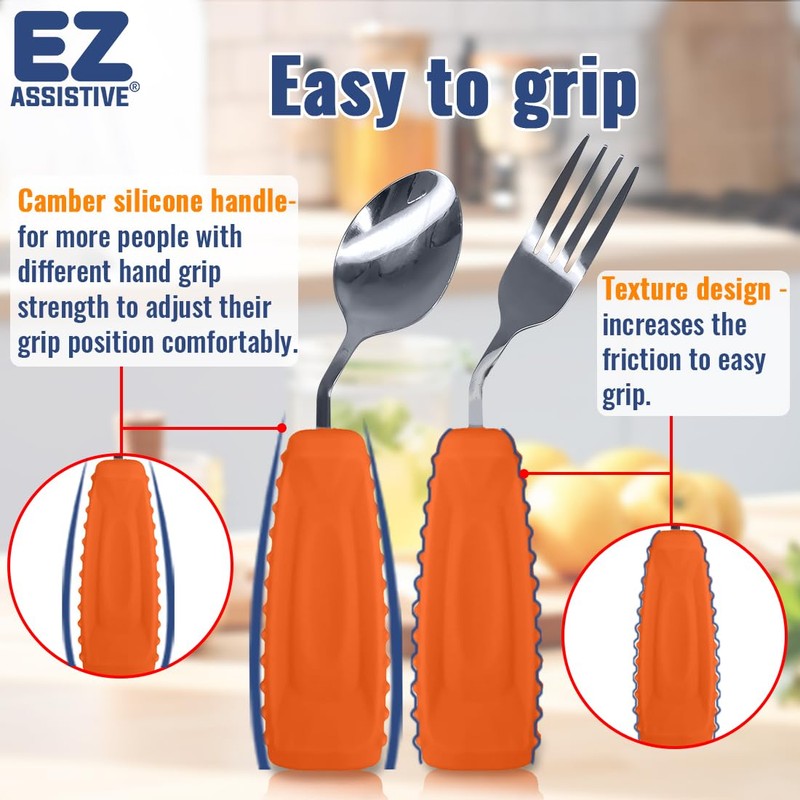 EZ Assistive Adaptive Weighted Utensils Set – Spoon and Fork