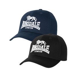 Lonsdale Wiltshire Unisex Cap Double Pack, Black/Dark Navy