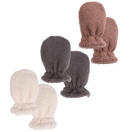 Zsedrut 3 Pairs Kids Winter Glove Fleece Lined Baby Girl Mittens Warm Toddler Boys Gloves (White+Dark Gray+Coffee,S)