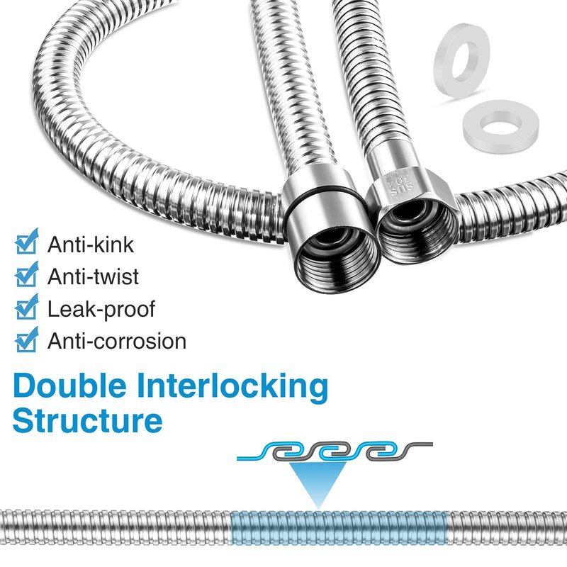 Dreyoo 1 Pack 59 Inch Shower Hose with Shower Extension