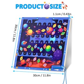 EBANKU Magnet Alphabet Maze, Magnetic Rocket Puzzle Toys Wooden Alphabet Board, Fine Motor Skills Toys Learning Resources, Magnetic Letter Maze Puzzles for Boys Girls,Toddlers Kids
