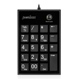 Perixx PPD-202 Teclado numérico Delgado con Cable de 19 Teclas, Fuente de impresión Grande, Teclado silencioso con número de Tijera para portátil con Llave de pestaña y Bloqueo de num, Negro