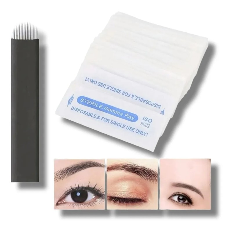 Set 50 Agujas Microblading Navajas Pin O Lengua De Gato