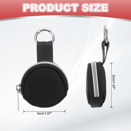 sourcing map Portable Ring Organizer Case with Keychain, Anti-Lost Traveling Ring Holder Storage Bag Small Organizer Case for Mini Necklace Earrings Jewelry, Black