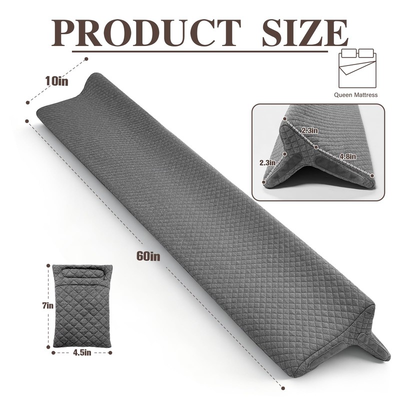 JZHLLA Triangle Bed Gap Filler Queen, Prevent Items from Falling