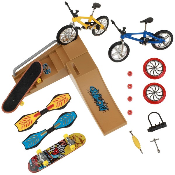HIHOBDAY Skate Park Kit, Mini Finger Toys Set Finger Skateboards