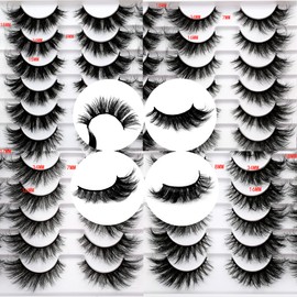 Pooplunch False Eyelashes 20 Pairs Fluffy 18MM Cat Eye Extension Volume Lash Wispy Long Crossed Dramatic Sexy Faux Mink Lashes Fake Eyelash Strips Wholesale Bulk Pack