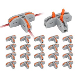 SNOKAY 20Pcs T-Shape Lever Nut Wire Connector, Compact Wire Conductor Connector,Quick Splitter 3 Pin 1 Way Wire Connector Suitable for AWG 28-12 Solid Stranded Wire