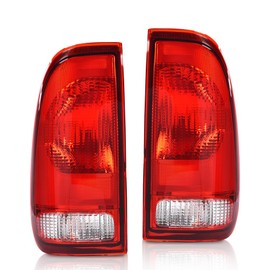 CROSSDESIGN Tail Lights w/o Bulbs & Wiring Harness Left & Right Compatible with Ford F150 Stepside 1997-2004/Fit Ford F250 F350 F450 F550 Super Duty 1999-2007