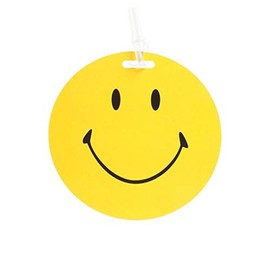 Korjo Smiley Faces Luggage Tags, 2 Pack, Yellow