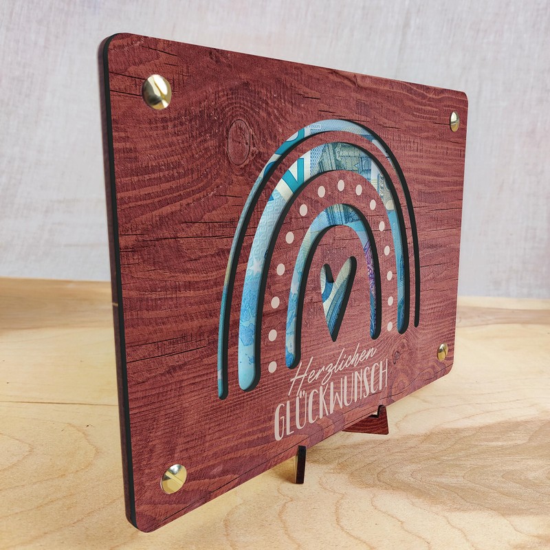 Baby Geschenk Geburt - XL Geldgeschenk aus Holz inkl. Ständer