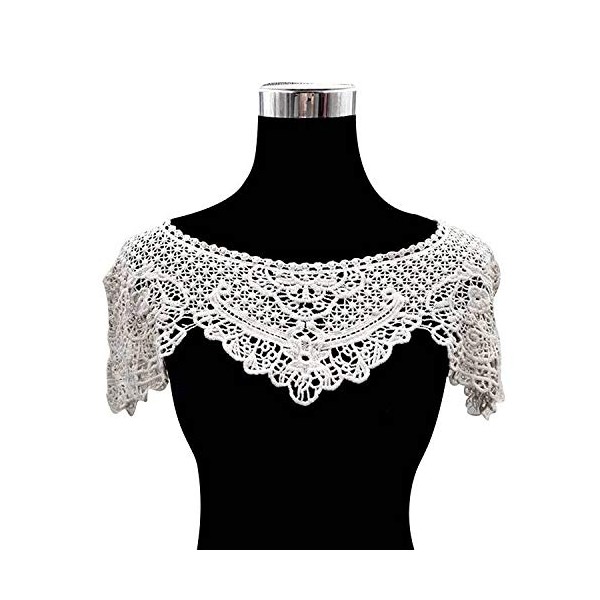3D Flower Lace Collar Appliqué Embroidered Lace Collar Appliqué Lace