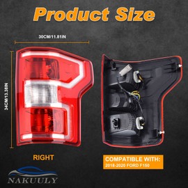 Nakuuly Tail Light Compatible With 2018 2019 2020 Ford F150 F-150 Right Passenger Side Taillight Rear Brake Lamp Signal Assembly with Bulb Replace JL3Z13404H