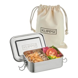 KLIPPSI® Stainless Steel Lunch Box 850 ml with Divider, BPA-Free, Leak-Proof, Dishwasher and Oven-Safe, Sustainable Lunch Box for Children and Adults (850 ml)