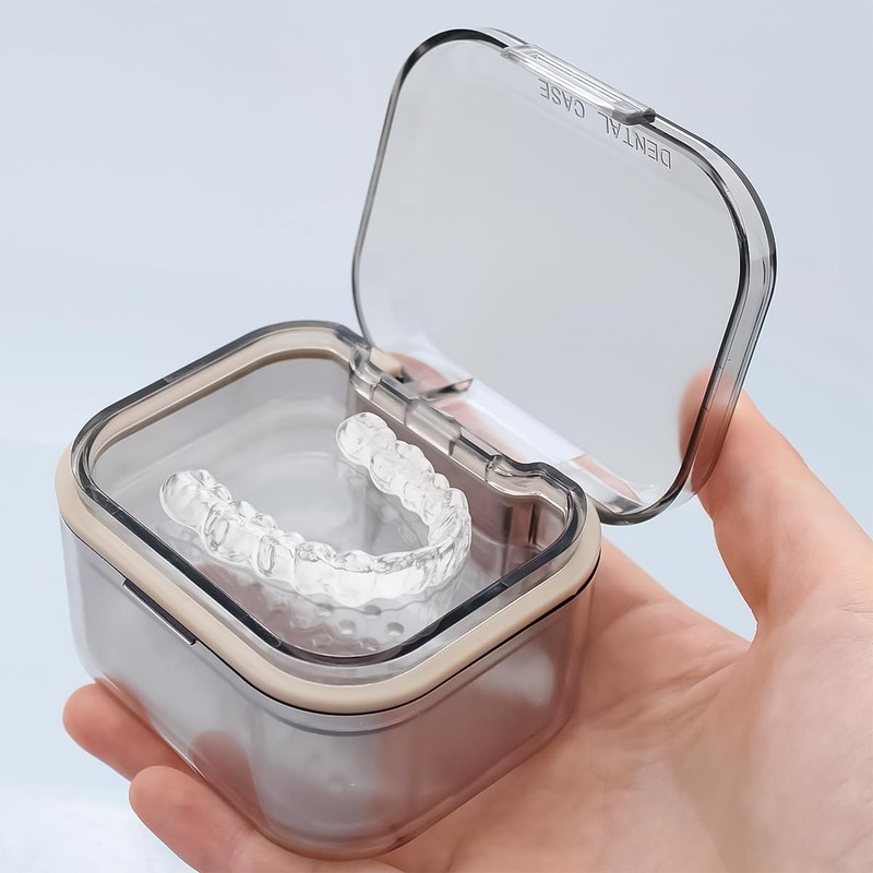 Enwye Orthodontic Retainer Aligner Case 3-Layer Portable Soaking Storage Box
