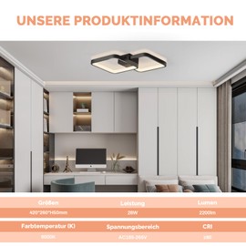 Sky angle LED Ceiling Light Flush-Mounted Chandelier Ceiling Light Black Modern 3000K Warm Yellow Light for Living Room Hallway Bedroom Kitchen & Study (1928-42)