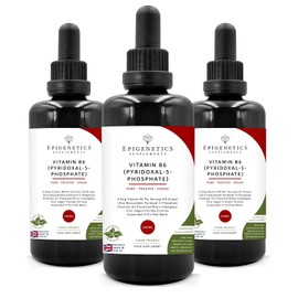 Vitamin B6 (P5P) Vitamins 300ml | 3X 100ml Bottle Pack| P5P Supplement Liquid Drops | 4 Months Supply, 133 Serving Per Bottle. High Strength Pyridoxal 5 Phosphate 2300mcg | UK Made & Vegan