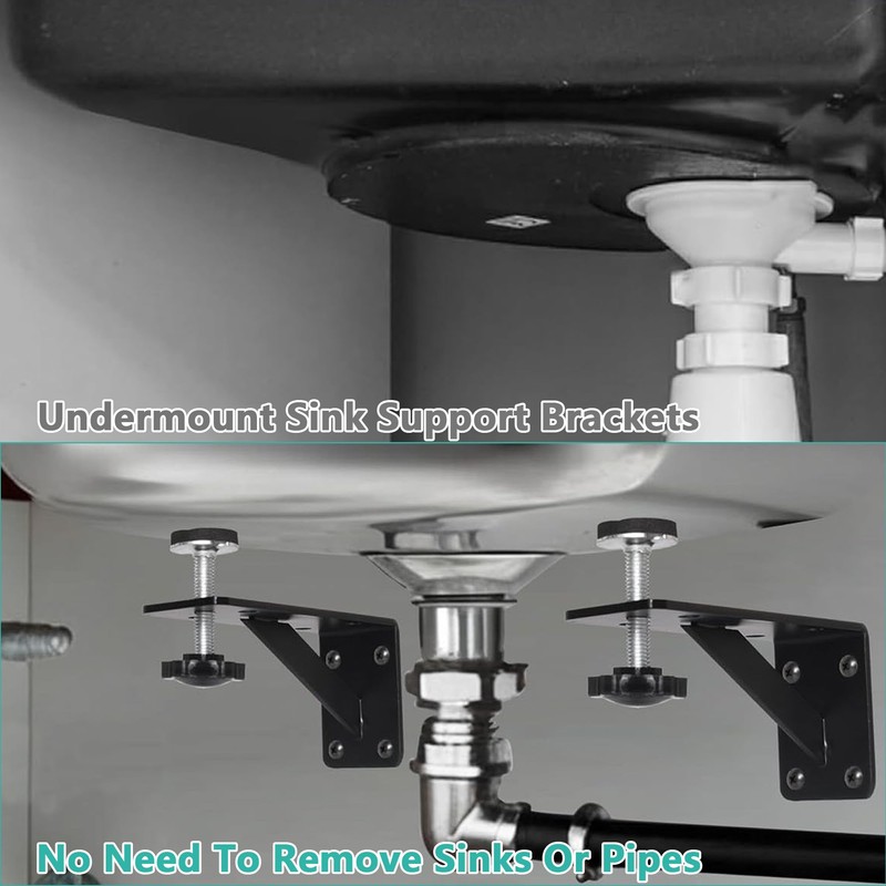 4PCS Adjustable Undermount Sink Brackets: Undermount Sink Support Repair Kit