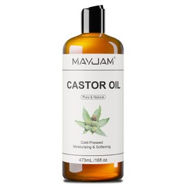 MAYJAM Castor Oil Organic 473ML, Pure Natural Cold & Fresh-Pressed, Promotes Hair, Eyebrow and Eyelash Growth, Carrier Oil for Nourish Skin