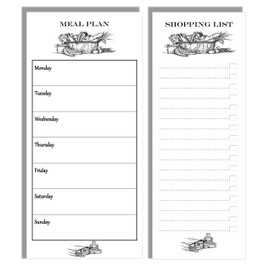 Meal Plan & Shopping Magnetic Stick on Fridge List Bundle Monochrome Food Basket Design on a Magnetic Memo Shopping List pad and Weekly Menu Diet Planner Kitchen Daily Planning Tool