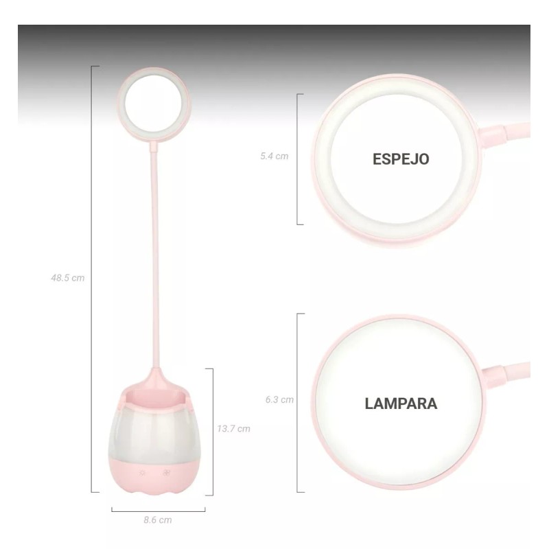 WEHOGAR Lampara De Escritorio Led Rgb Con Espejo,porta Lapices Y