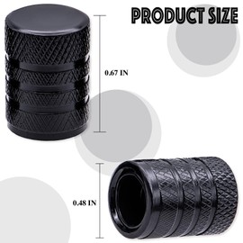 MEAJOO 12PCS Anodized Aluminum Tire Valve Stem Caps, Dustproof, Airtight Seal, Light-Weight, Universal Tire Valve Stem Covers for Cars, SUV, Trucks, Bikes, Motorcycles, Bicycles(Black)