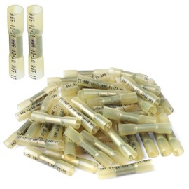 Heat Shrink Butt Connectors, 250Pcs 12-10 AWG Yellow Insulated Waterproof Electrical Wire Connectors Automotive Marine Grade Wire Crimp Terminals Butt Splices, Ideal for Boat, Truck, Stereo - Yellow