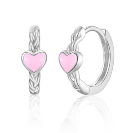 ITESSY Sterling Silver Hoop Earrings,Love Hoop Earrings for Women,S925 Silver Earrings,Hypoallergenic Huggie Earrings Valentine's Day Christmas Birthday Gift for Her Pink