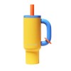 40 oz Insulated Tumbler with Handle & Straw, Stainless Steel