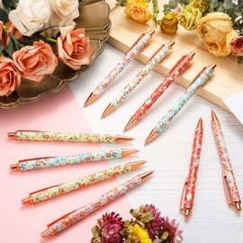 Glenmal Floral Pens Flower Ballpoints Pens Fancy Pretty Pens for Women Retro Floral Cute Pens Metal Retractable Black Ink Pen Flower Writing Journaling Gifts for Girls School Students Office(24 Pcs)