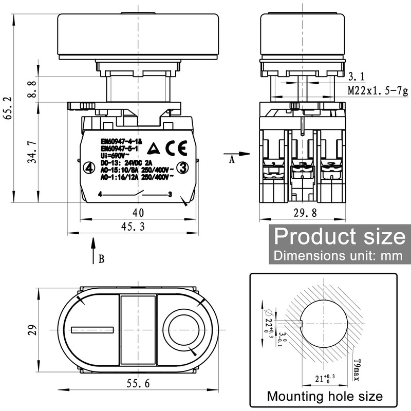 HY57 Illuminated Push Button Switch – 18A/125V 12A/250V SPST E195428