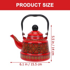 Cabilock Enamel Whistle Tea Kettle with Stainless Steel Handle Enamel Teapot Floral Colorful Tea Kettle for Stovetop Hot Water Leaf Tea Maker Set